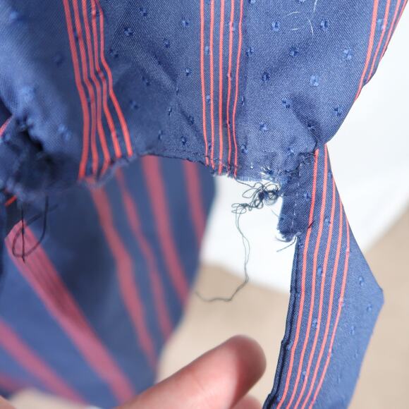 Vintage 80s Lorac Original navy blue and red striped loose midi dress 14 - Picture 7 of 7